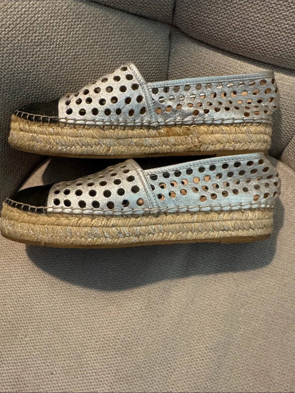 Loeffler Randall Mara champagne Perforated Slip-On Espadrille - Size 9